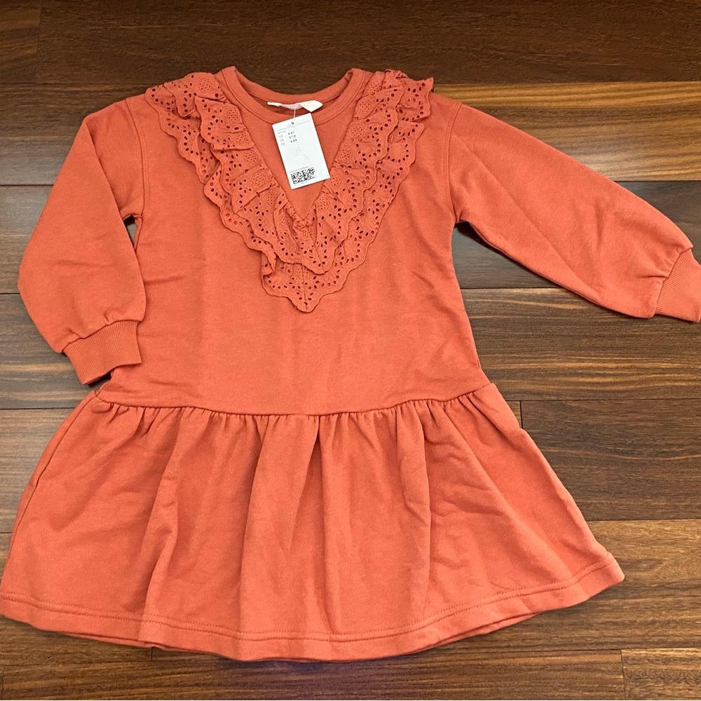BNWT H&M Kids Sweatshirt Dress in Rust